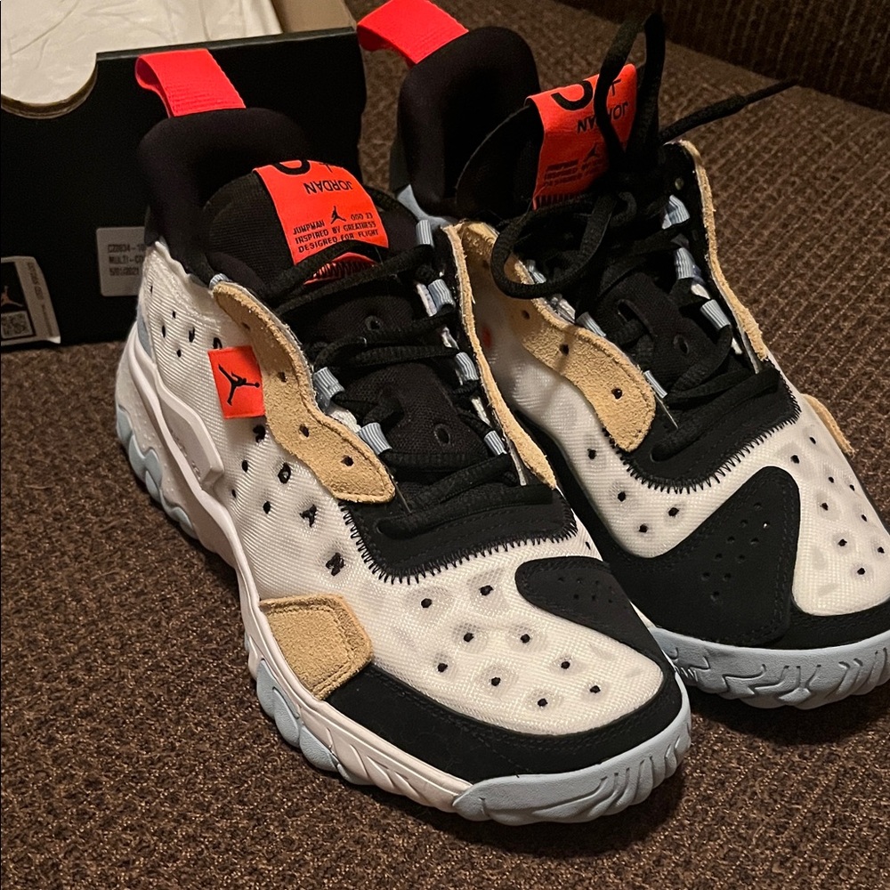 Jordan Kids Black White and Tan Sneakers